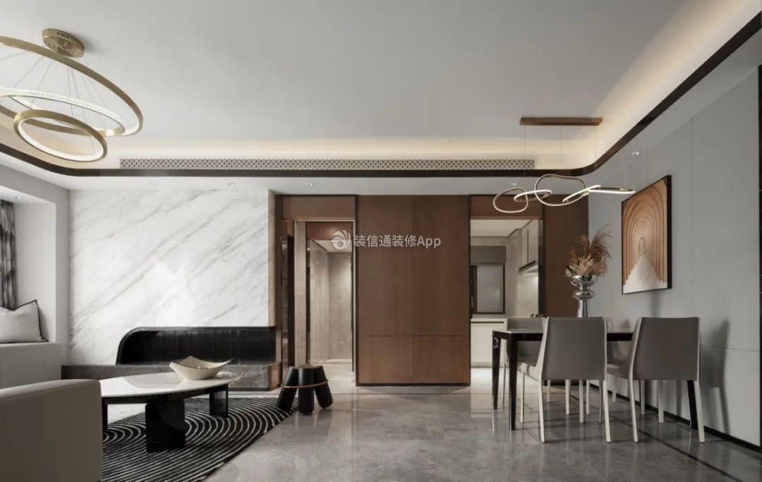 现代风格129平米客厅餐厅家装效果图欣赏