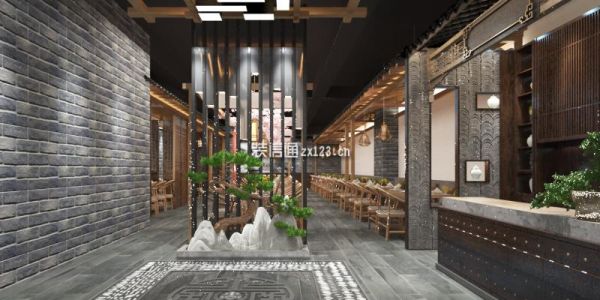 火锅店新中式风格220㎡设计方案