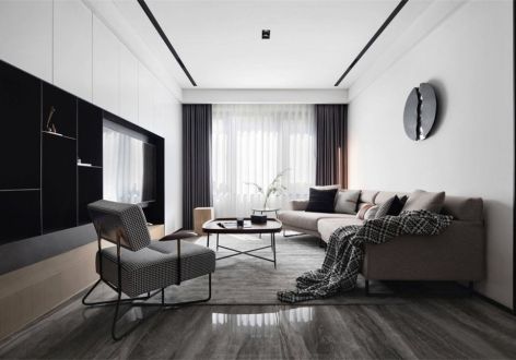 中铁春风十里110平三居室现代风格装修案例