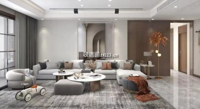 诺德阅香湖129平米现代轻奢三居室装修案例
