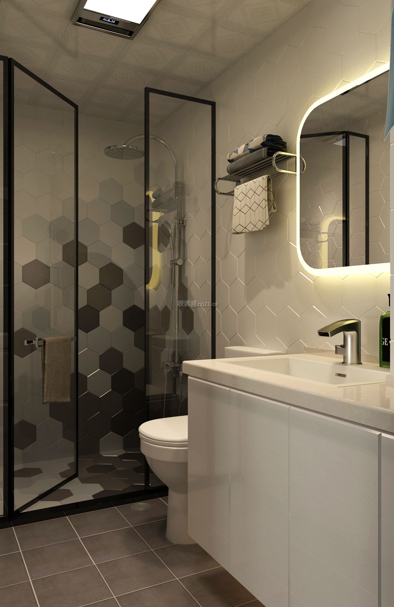 卫生间洗漱台图片 卫生间墙砖装修效果图片