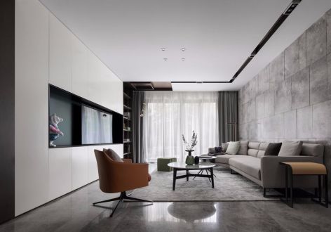 万科墨翠府现代风三居室140平米装修设计图案例