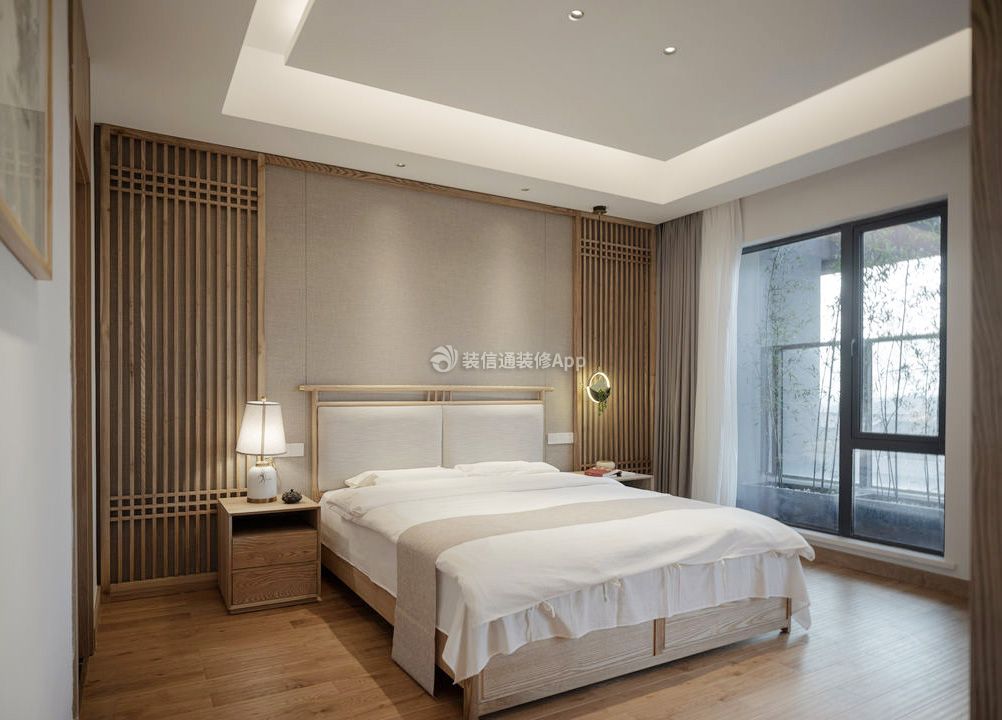 新中式风格四居室主卧装修效果图片:
