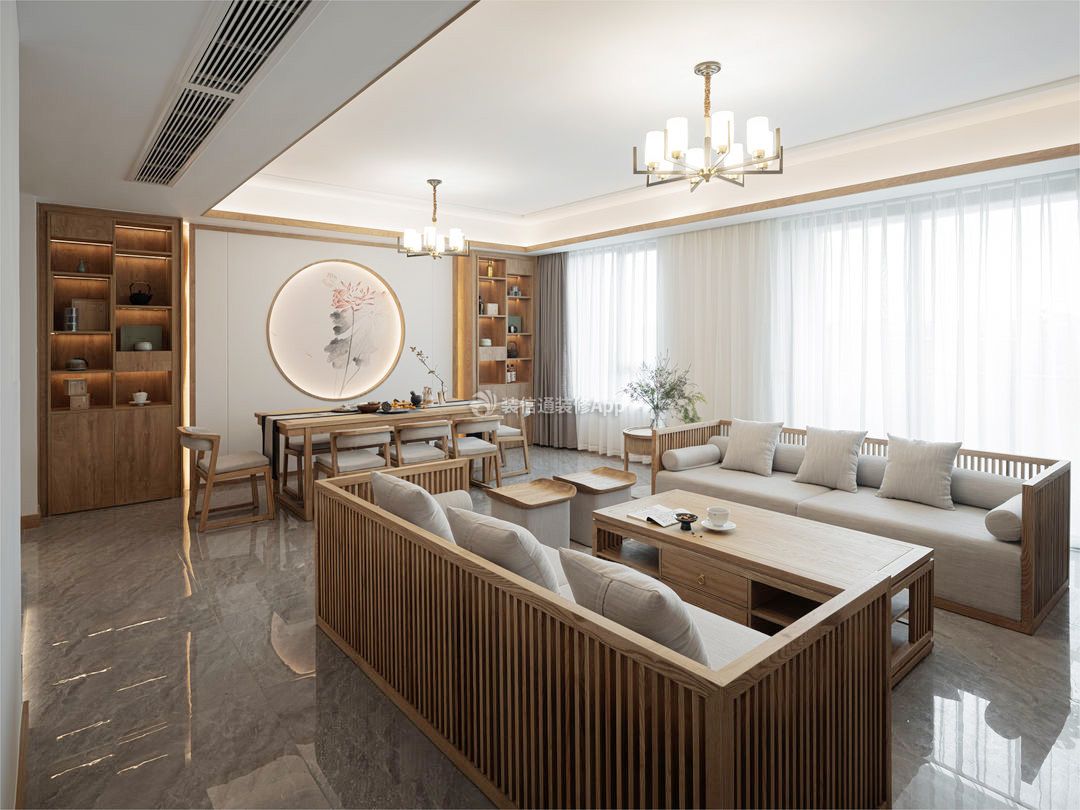 新中式四居室客餐厅室内装修效果图片