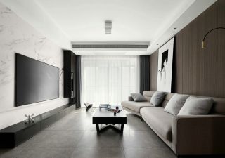 现代四居室客厅电视墙装修效果图片