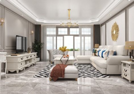 江佑铂庭136㎡三居室美式风格装修案例