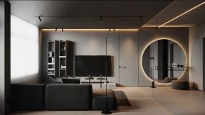 北欧风格68平米客厅电视墙家装效果图欣赏