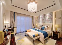 新中式风格房子卧室水晶灯装潢效果图片