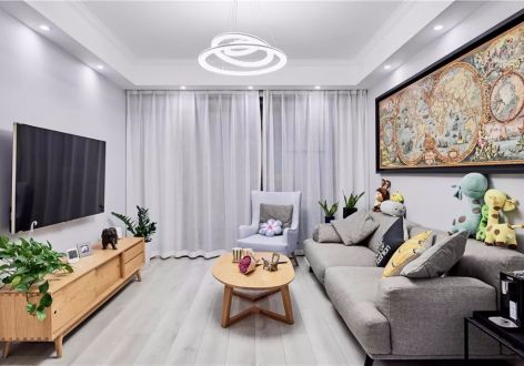 蓝光玖榕台现代风格三居室128平米设计图案例