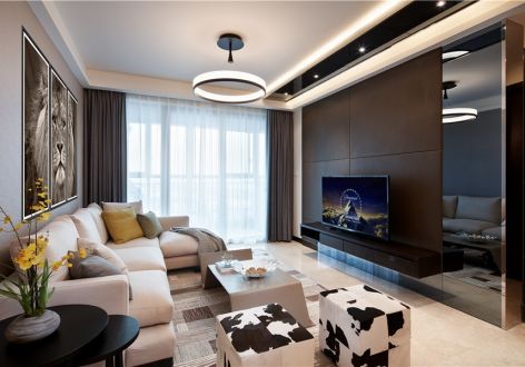 澳海望洲府137平欧式风格三居室装修案例