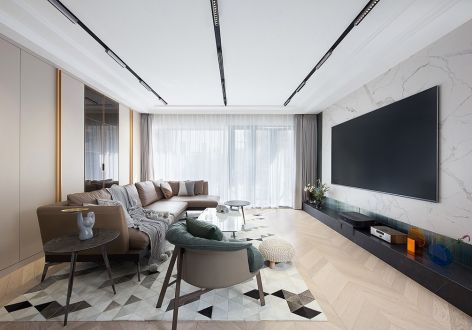 中铁云湾现代风151平米四居室装修设计图案例