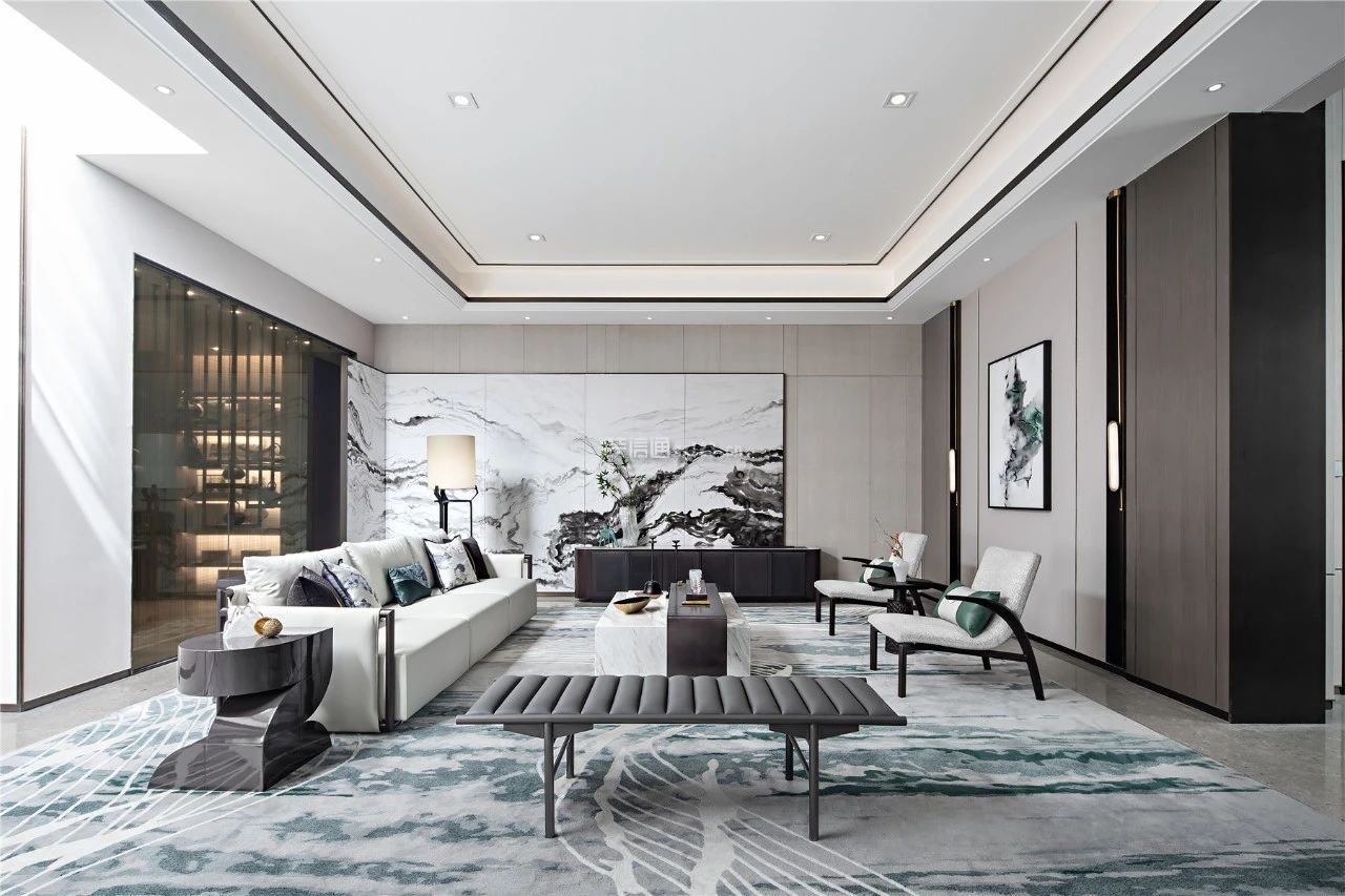 郑州永威上和院新中式风格232平米装修效果图案例_三木装饰装修设计