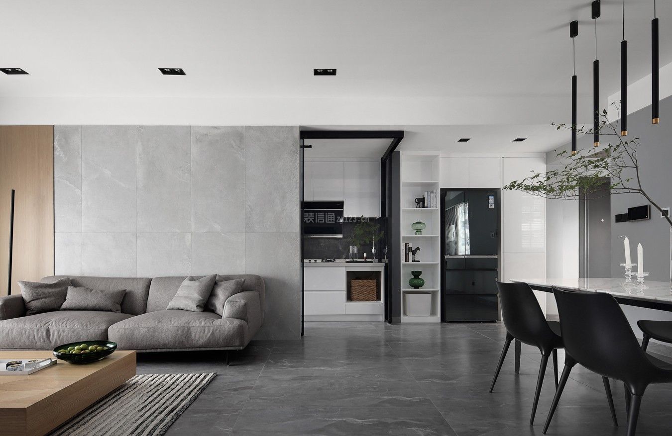 绿地海珀滨江126平3居极简风格装修案例