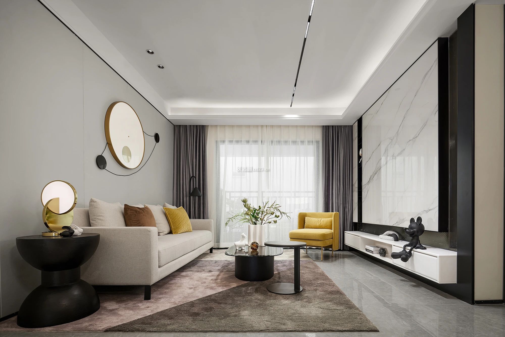 荆门龙湖·天玥现代风格110平米设计方案 现代客厅背景墙效果图_装信