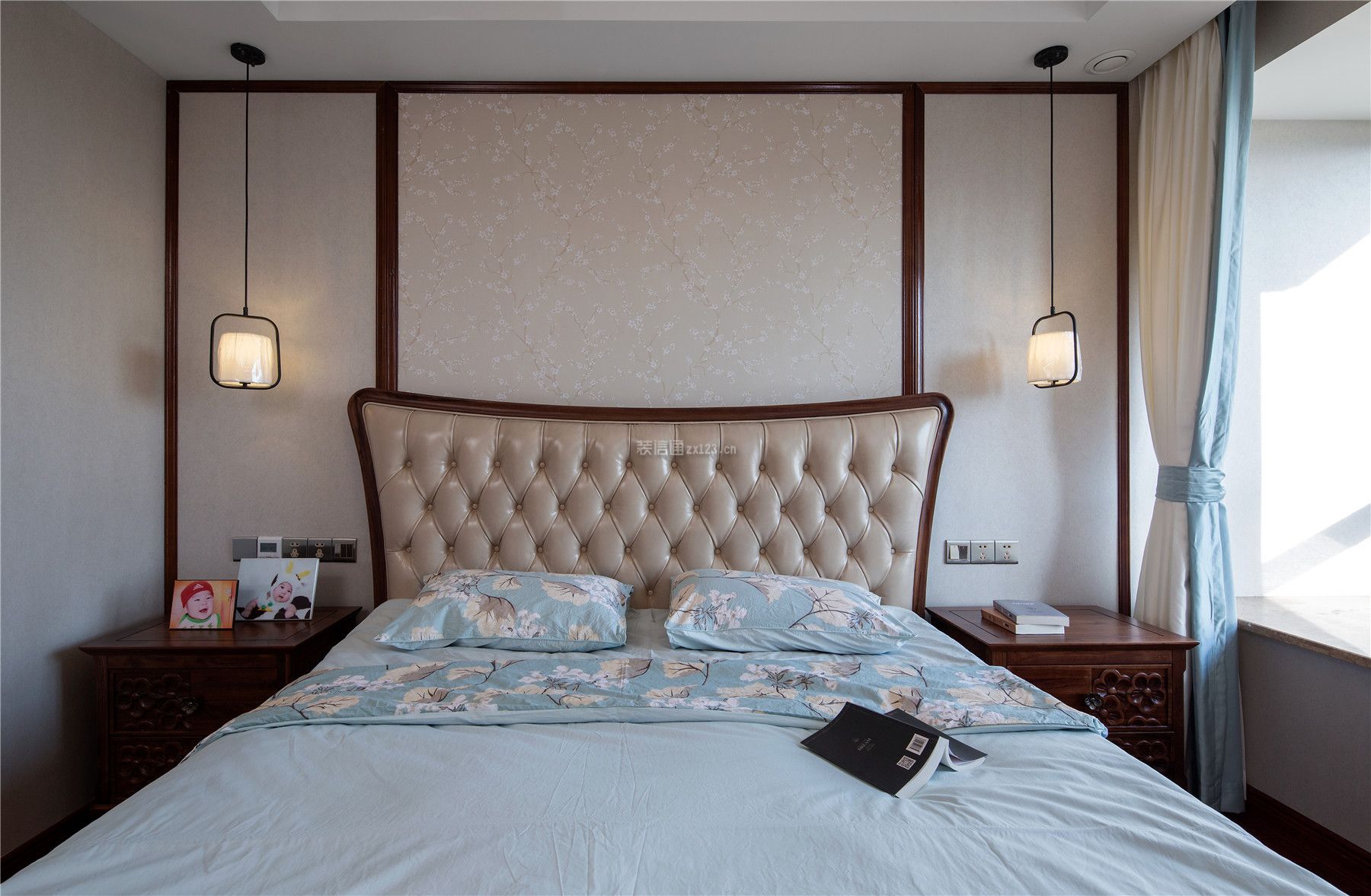 北京方圆合景南沙水恋混搭风格142平米设计方案 卧室床头造型效果图_装信通网
