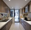 现代简约风格长方形厨房装潢设计效果图