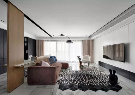 阆苑春国际社区现代风三居室131平米设计效果图案例
