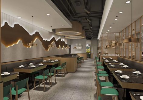 中式风格318平米餐厅装修案例