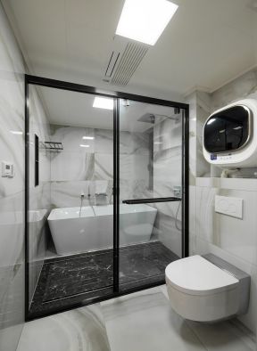 卫生间玻璃门 现代简约风格卫生间装修设计效果图片