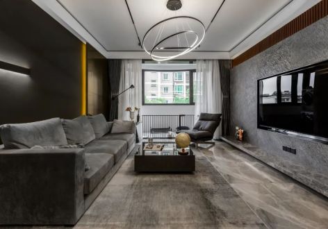 隆源国际城125平现代风格三居室装修案例