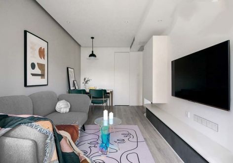 新湖明珠城99平米现代简约三居室装修案例