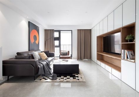 七彩华园现代风格113平米三居室装修案例