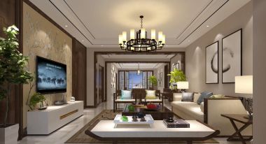 枫丹丽舍中式风格140平米四居室装修案例