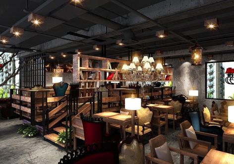 广州咖啡厅工业风格95平米装修案例