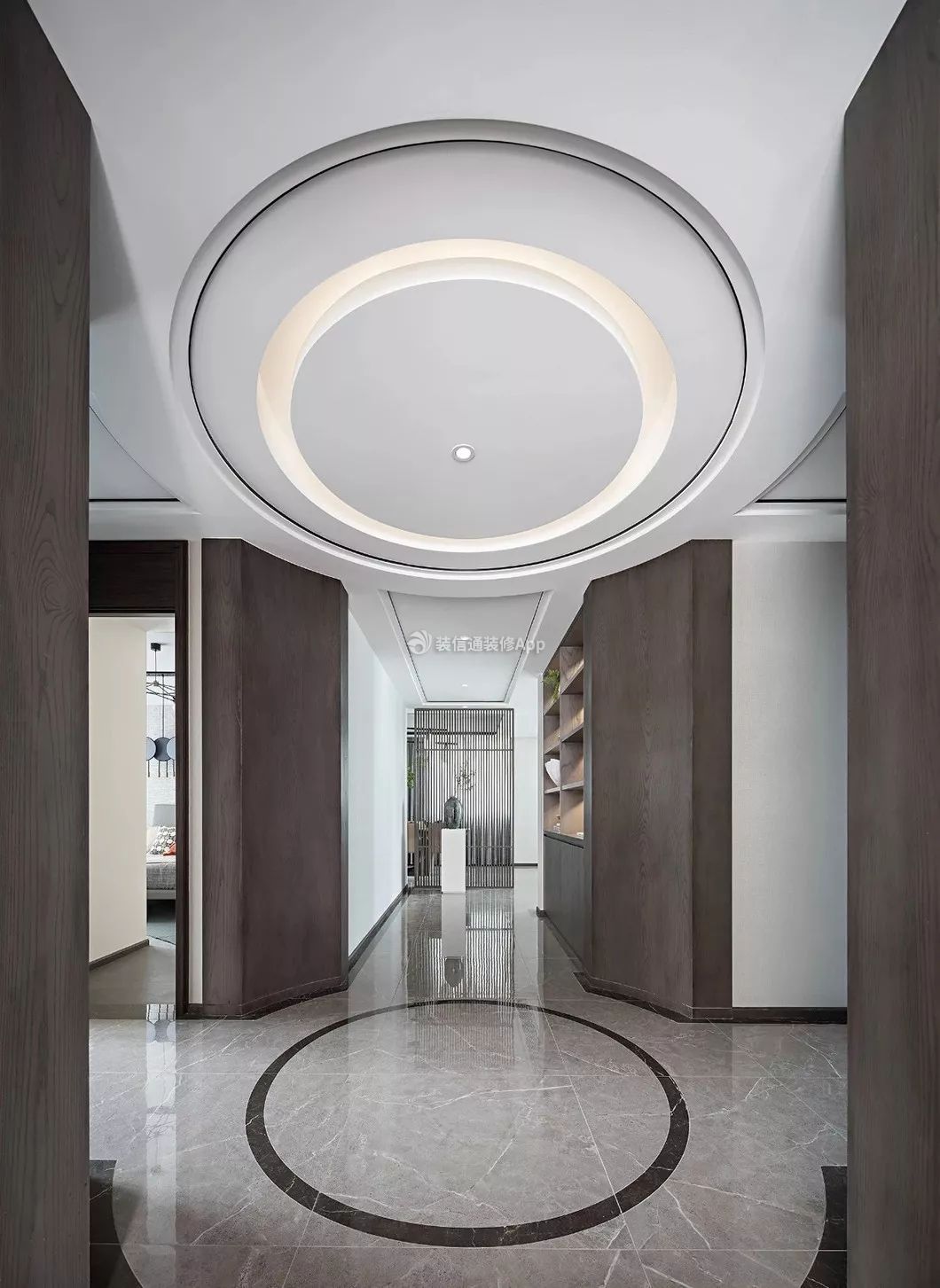 新中式风格样板间走廊圆形吊顶图片