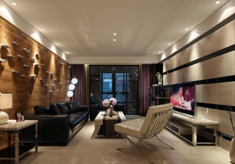 隆河谷120㎡现代风格三居室装修案例
