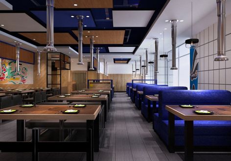 广州烤肉店186平米中式风格装修案例