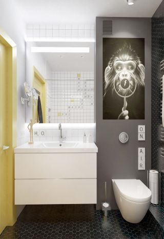 40平方单身公寓卫生间洗手台装修效果图