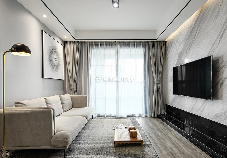 80平米两室一厅客厅现代简约装修设计效果图