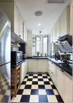 80平米两室一厅厨房黑白地砖装修效果图