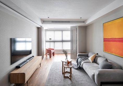 盛豪首港城108平米现代简约三居室装修案例