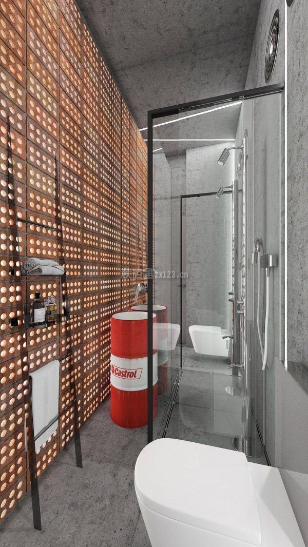 卫生间布置图片  浴室玻璃隔断设计