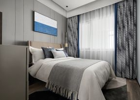 现代风格家装效果图 卧室窗帘设计