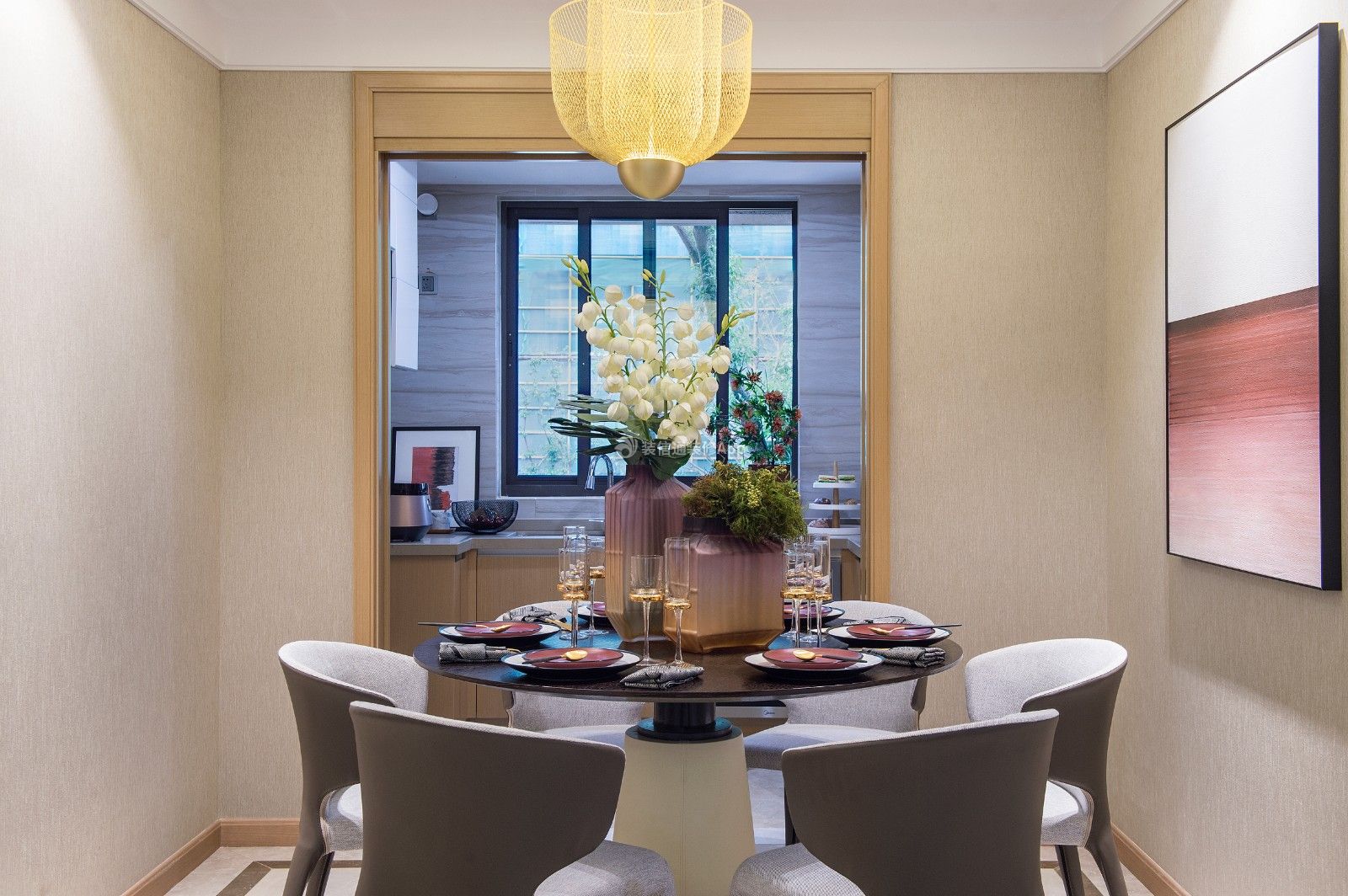 现代风格127平米餐厅桌椅家装效果图