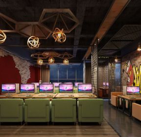 网吧大厅背景墙装修设计图片-每日推荐