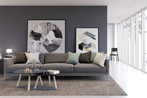 [重庆千度装饰]现代风格沙发背景墙设计 客厅沙发背景墙挂画