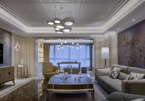 广州融创文旅城新中式风格140平米四室两厅装修案例