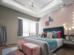 110平方米卧室粉色墙面装修设计效果图