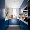 120平方米的房子厨房蓝色橱柜设计效果图