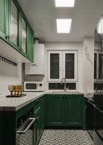 92平三室一厅厨房绿色橱柜装修设计效果图