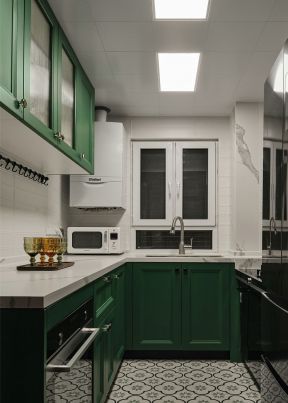绿色橱柜效果图片 厨房橱柜设计效果图片