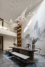 新中式风格茶室背景墙装修效果图