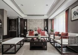 新中式风格大户型客厅装潢效果图片