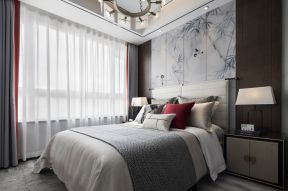 新中式风格装修设计效果 卧室床头装饰效果图