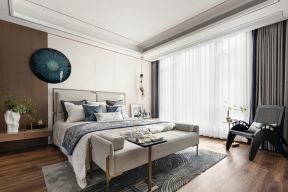 新中式家庭卧室床尾凳装潢效果图片