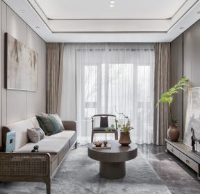 新中式风格三居室客厅装潢设计图-每日推荐